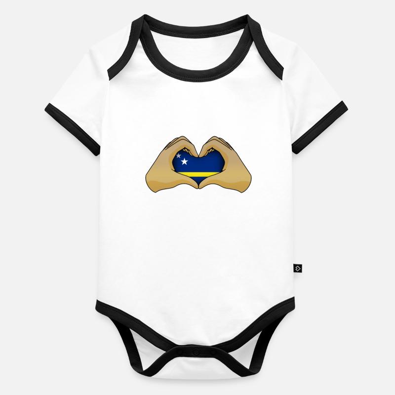 Curaçao Body Bébé bio contrasté manches courtes