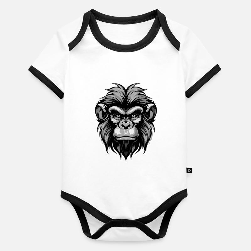 Tête de singe Body Bébé bio contrasté manches courtes