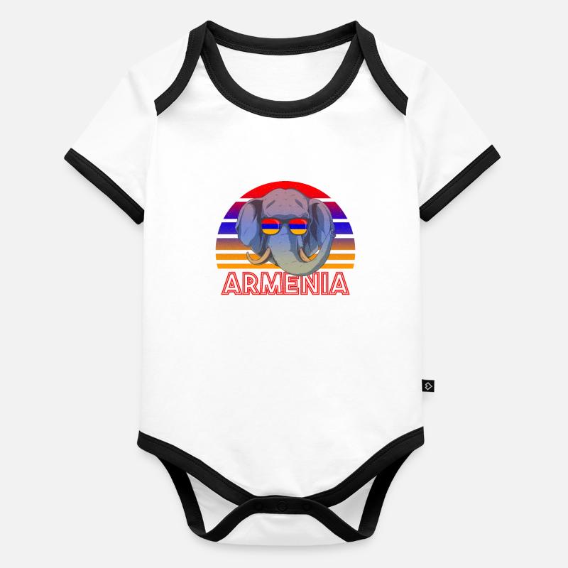 Arménie Body Bébé bio contrasté manches courtes
