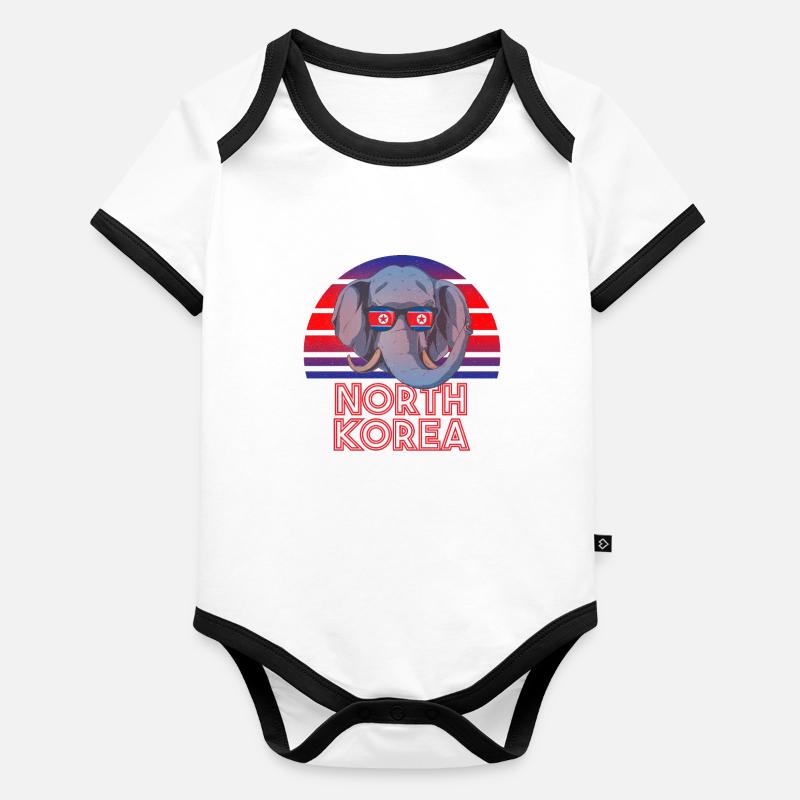 Corée du Nord Body Bébé bio contrasté manches courtes