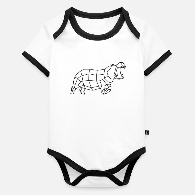 Hippopotame Body Bébé bio contrasté manches courtes