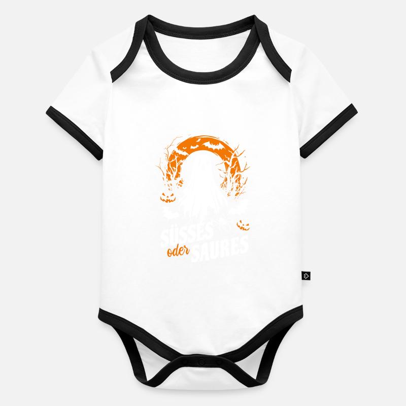 Halloween Gespenst - Süßes oder Saures Baby Bio-Kurzarm-Kontrastbody