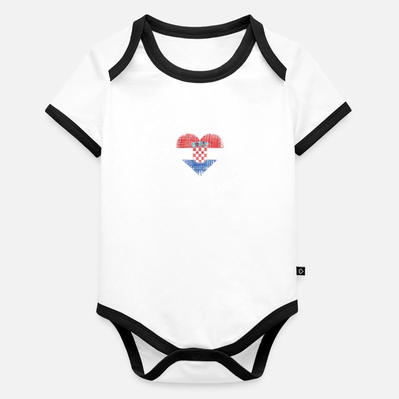 Croatia Heartbeat Baby Bio-Kurzarm-Kontrastbody