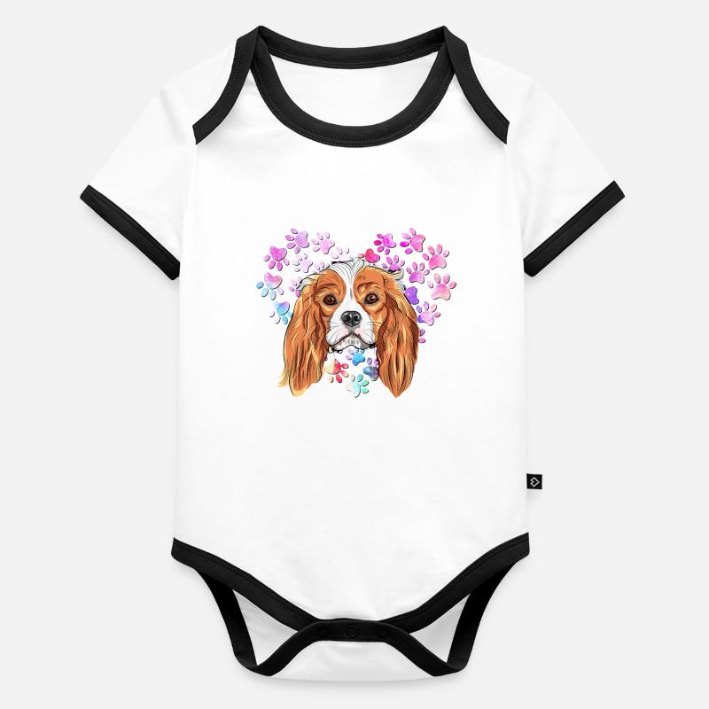 Cavalier King Charles Spaniel Baby Bio-Kurzarm-Kontrastbody