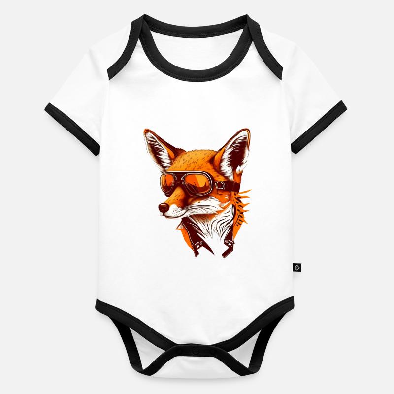 Fox with aviator goggles Organic Baby Contrasting Bodysuit
