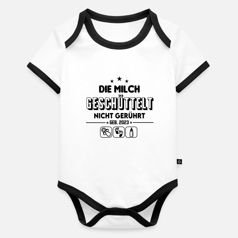 Baby 2023 Milch Flasche geben Durst essen Baby Bio-Kurzarm-Kontrastbody