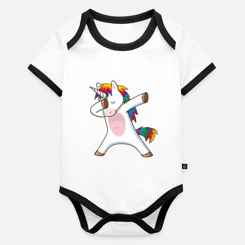 dabbing einhorn Baby Bio-Kurzarm-Kontrastbody