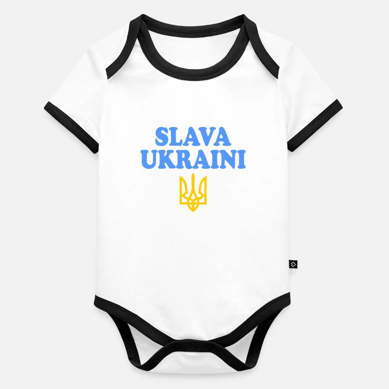 Slava ukraini Body Bébé bio contrasté manches courtes