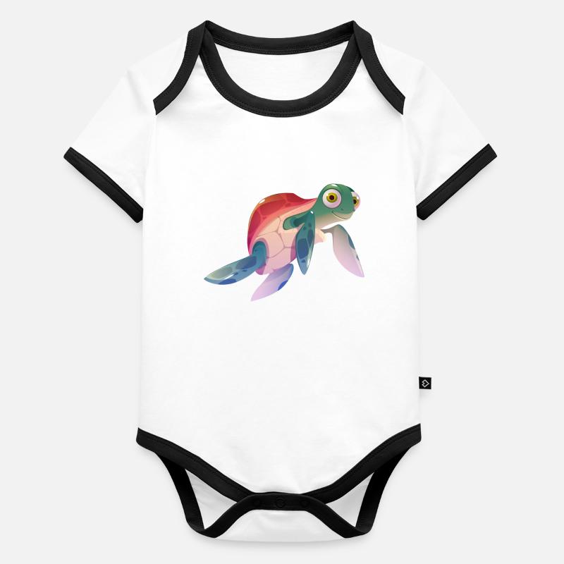 Schildkröte Baby Bio-Kurzarm-Kontrastbody