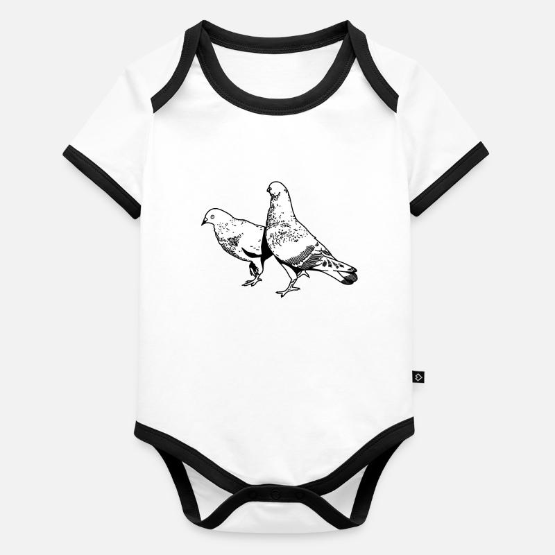 Motif pigeon Body Bébé bio contrasté manches courtes
