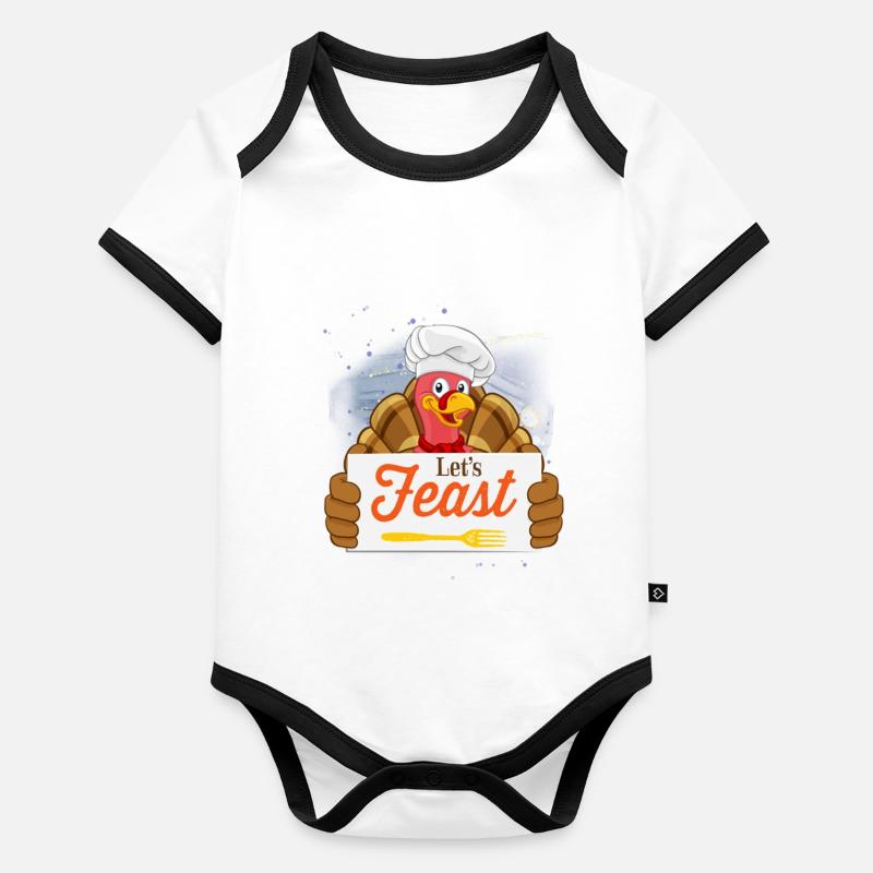 Turkey Thanksgiving Turkey Feast Organic Baby Contrasting Bodysuit