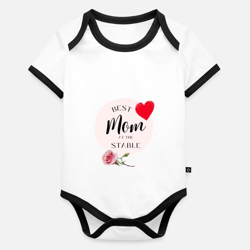Beste Mutter im Stall Baby Bio-Kurzarm-Kontrastbody
