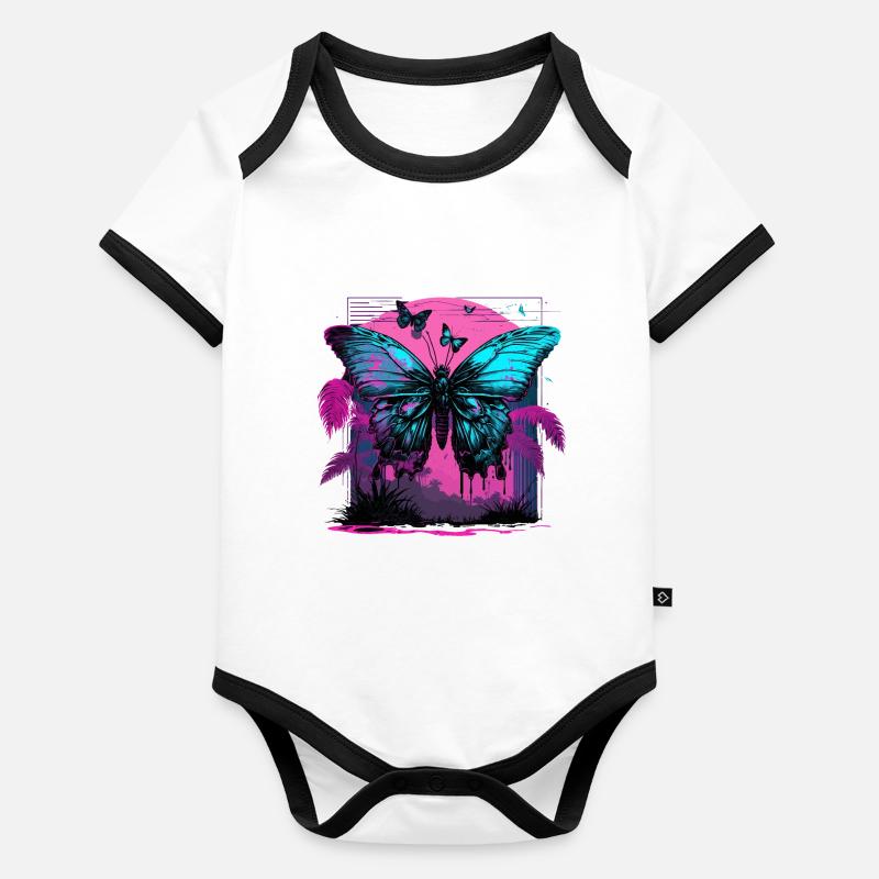 Transformation nostalgique du papillon Body Bébé bio contrasté manches courtes
