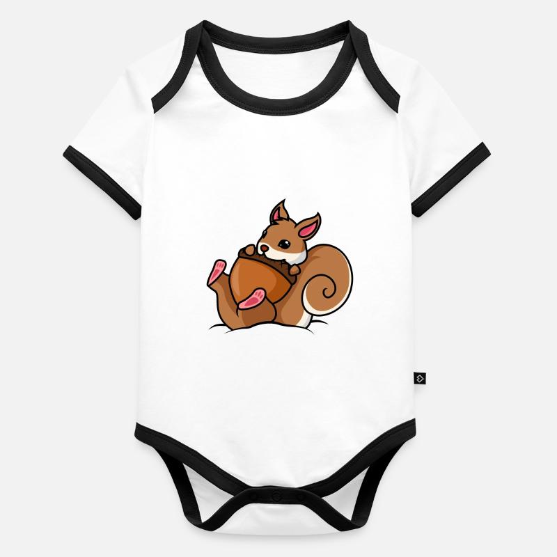 Squirrel Nut Comic Organic Baby Contrasting Bodysuit