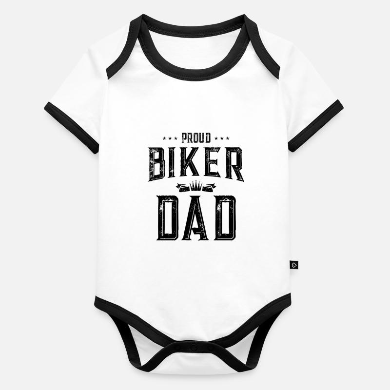 Stolzer Biker Papa Motorrad Baby Bio-Kurzarm-Kontrastbody