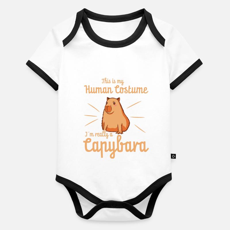 Capybara Pet Capybara Lovers Organic Baby Contrasting Bodysuit