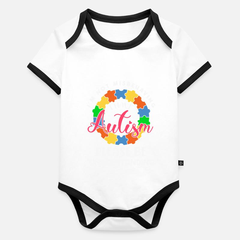 Autisme Body Bébé bio contrasté manches courtes