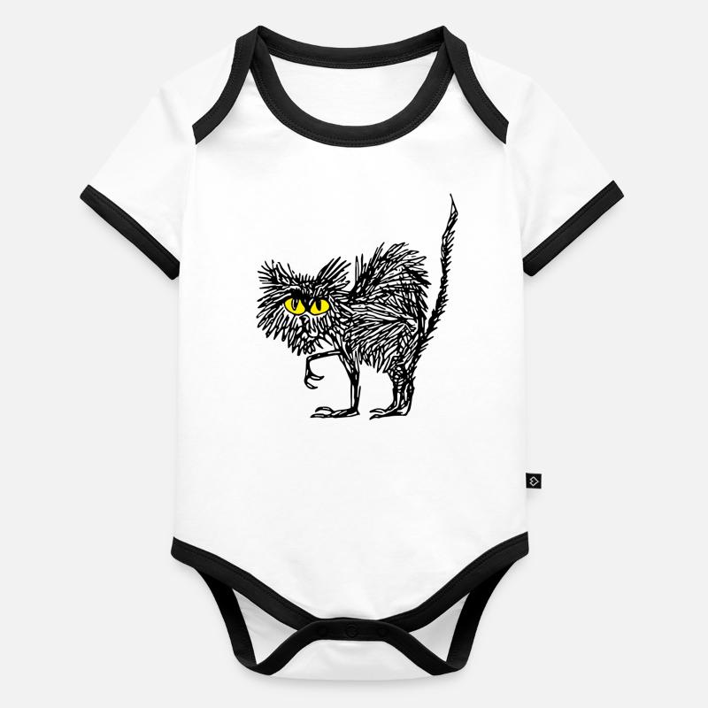 Hexenkatze_Witch Craft Cat Baby Bio-Kurzarm-Kontrastbody