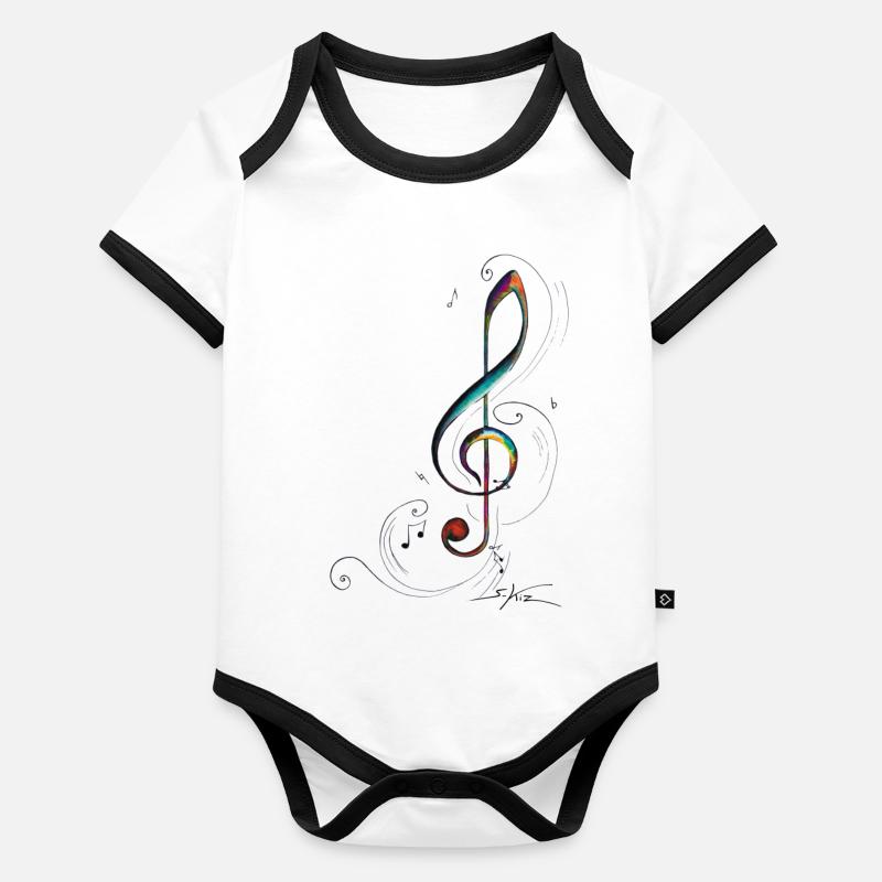 Clef de sol Body Bébé bio contrasté manches courtes