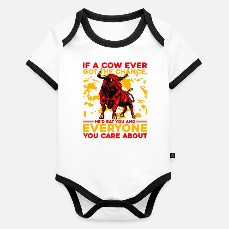 Taureau de vache végétalien Body Bébé bio contrasté manches courtes