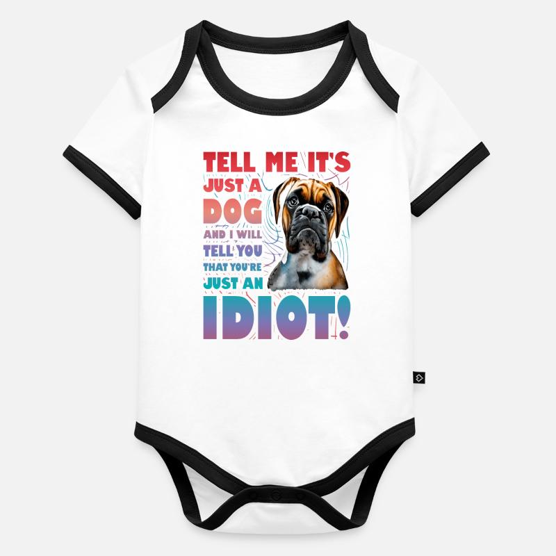Boxer drôle de dicton Body Bébé bio contrasté manches courtes