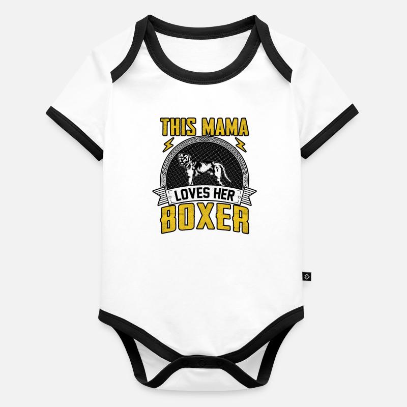 This mama loves her boxer Baby Bio-Kurzarm-Kontrastbody