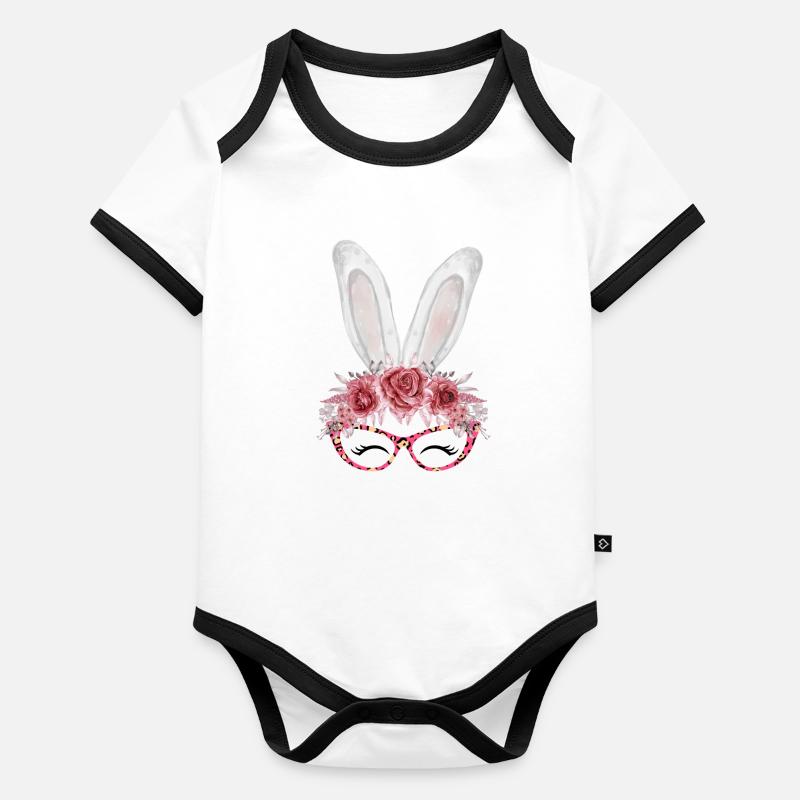 Mignonne lapine Body Bébé bio contrasté manches courtes