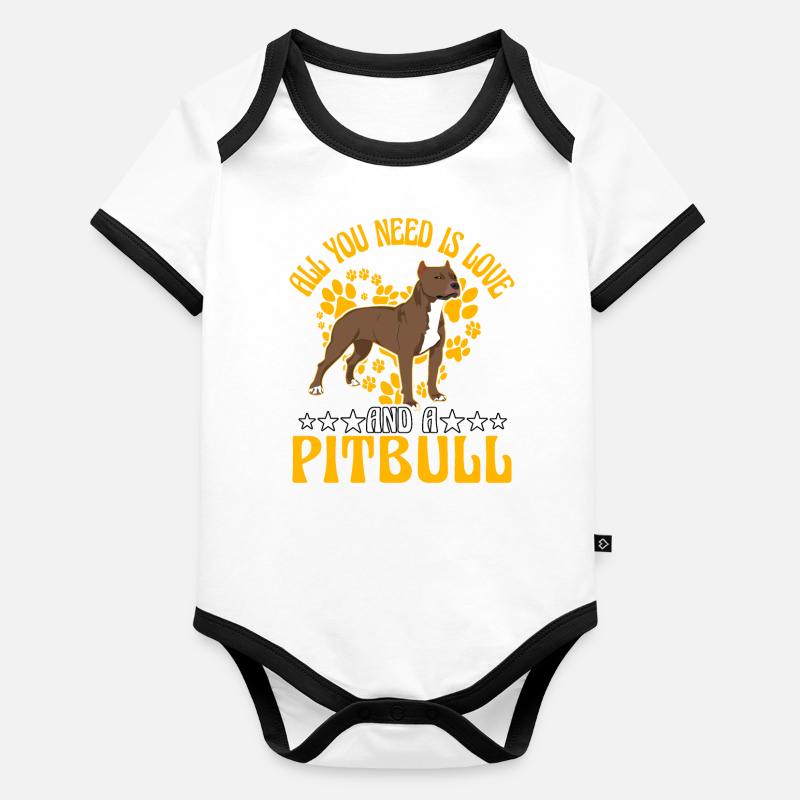 Tout ce dont vous avez besoin, c’est d’amour et d’un Pitbull Body Bébé bio contrasté manches courtes