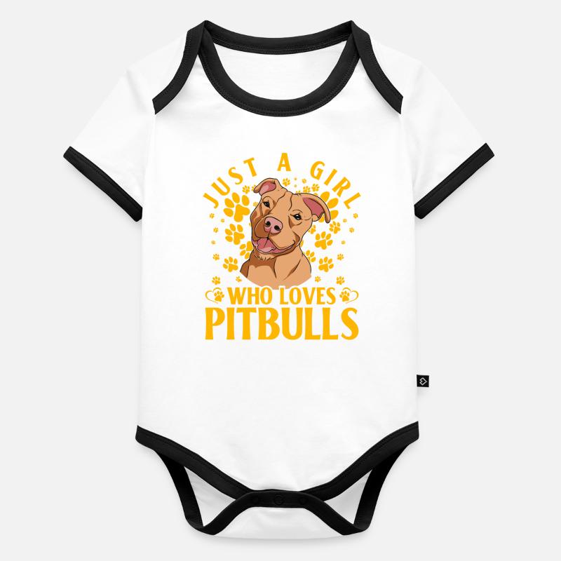 juste une fille qui aime les pitbulls Body Bébé bio contrasté manches courtes