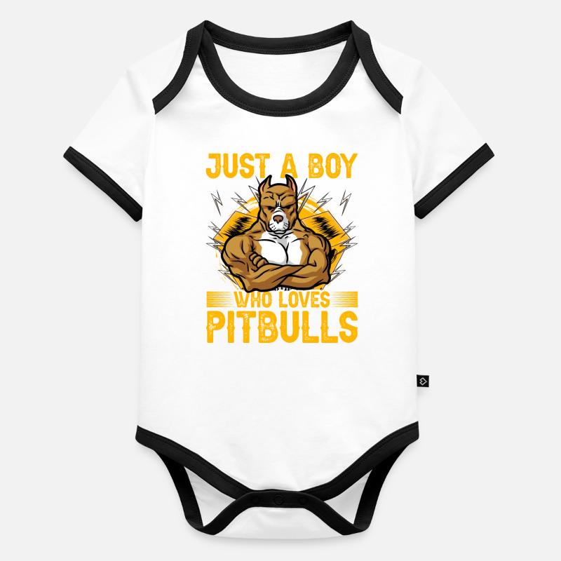 juste un garçon qui aime les pitbulls Body Bébé bio contrasté manches courtes