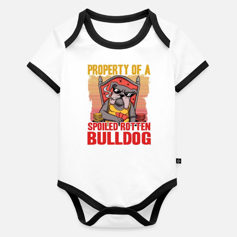 Propriété d’un bouledogue pourri gâté Body Bébé bio contrasté manches courtes