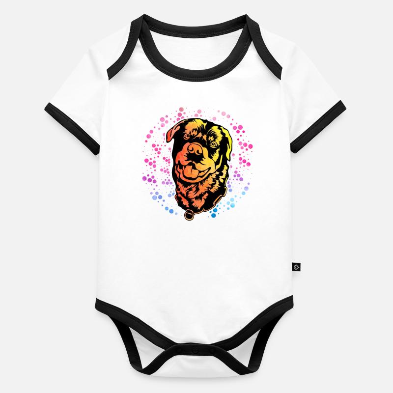 Rottweiler Rétro Body Bébé bio contrasté manches courtes