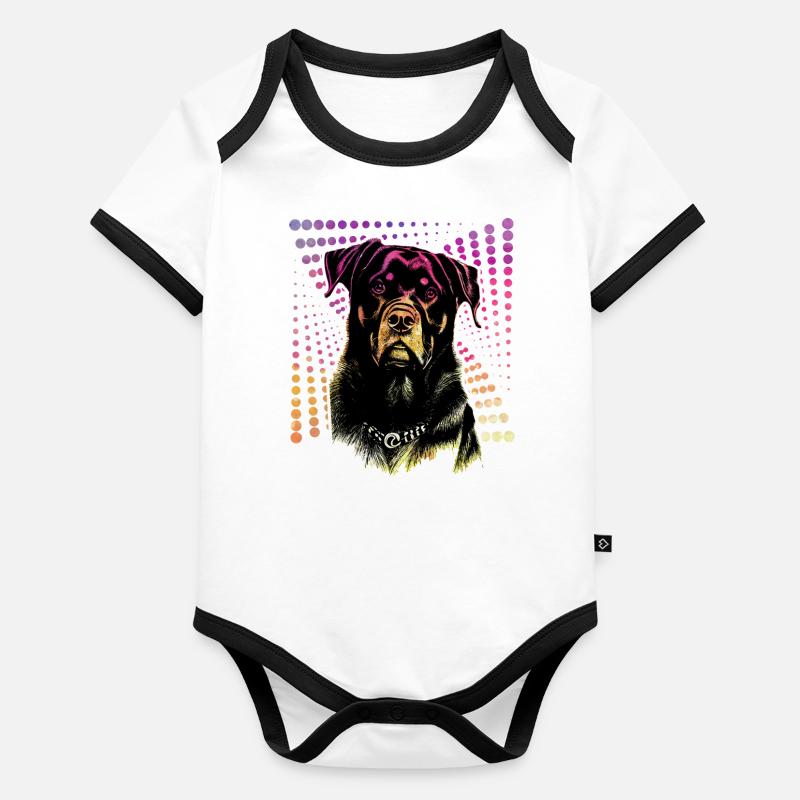 Rottweiler Body Bébé bio contrasté manches courtes