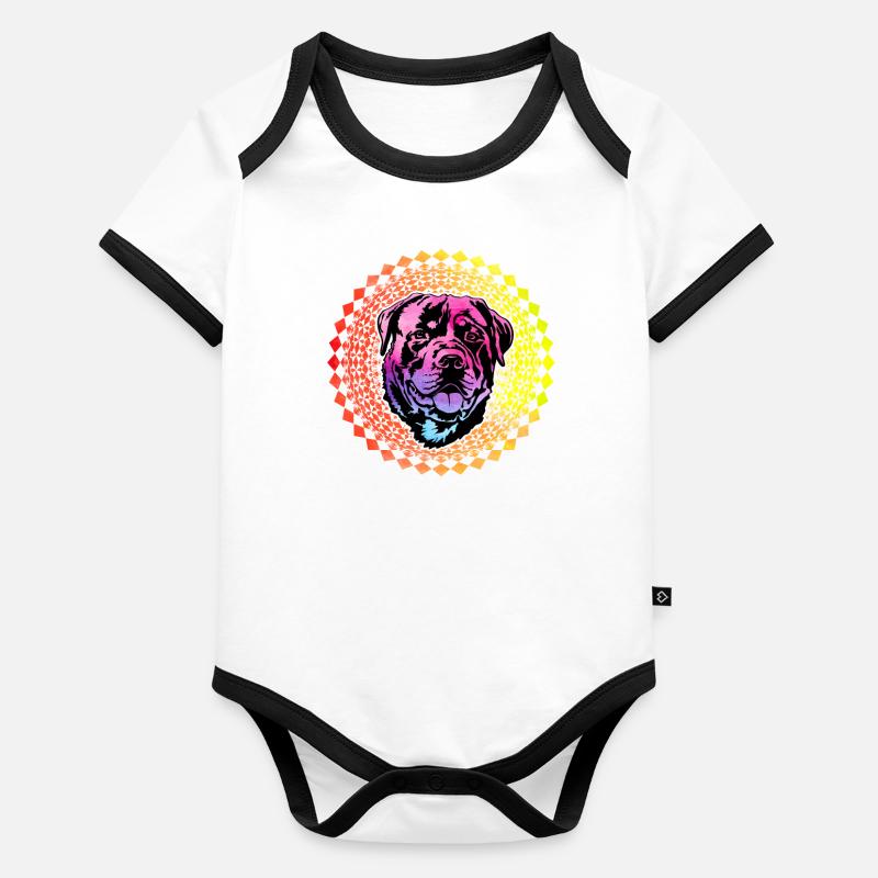 Rottweiler Rétro Body Bébé bio contrasté manches courtes