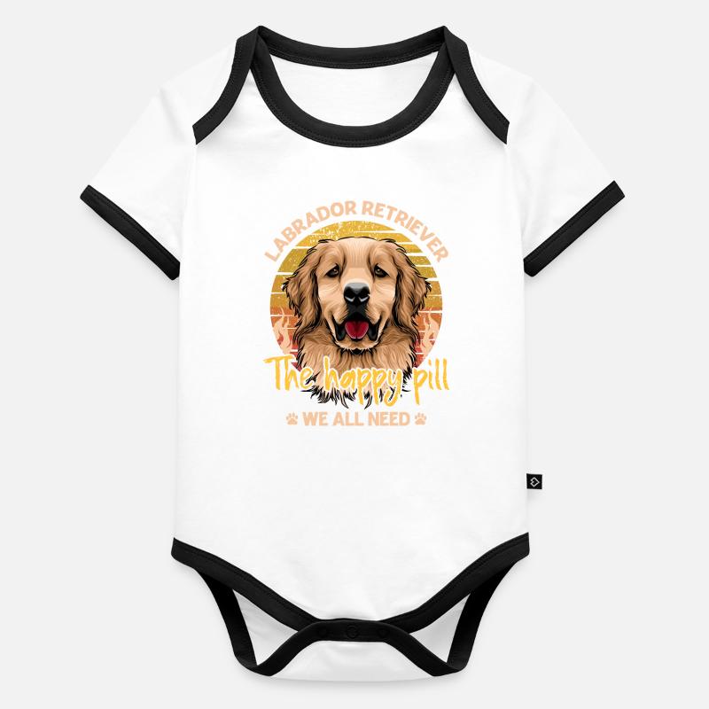Labrador Retriever the happy pill we all need Baby Bio-Kurzarm-Kontrastbody