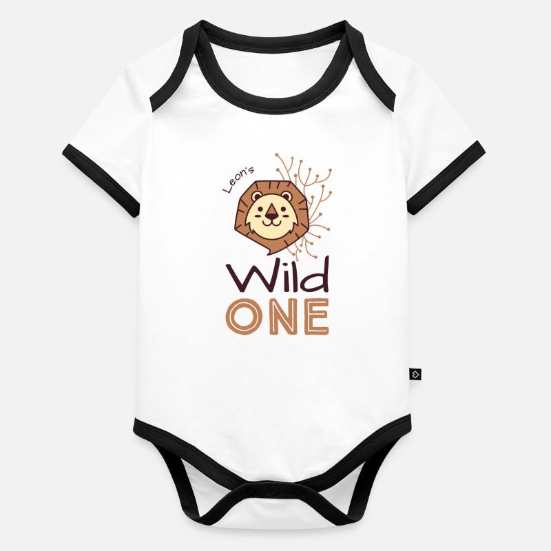 Leon Wild One 1 anniversaire Léo Body Bébé bio contrasté manches courtes