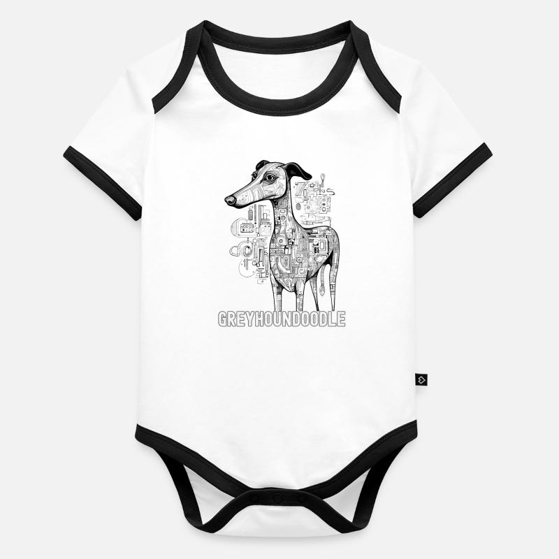 Greyhoundoodle Ein Windhund aus Kritzeleien Baby Bio-Kurzarm-Kontrastbody