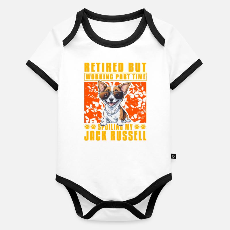 Retired but working part time Jack Russell Organic Baby Contrasting Bodysuit