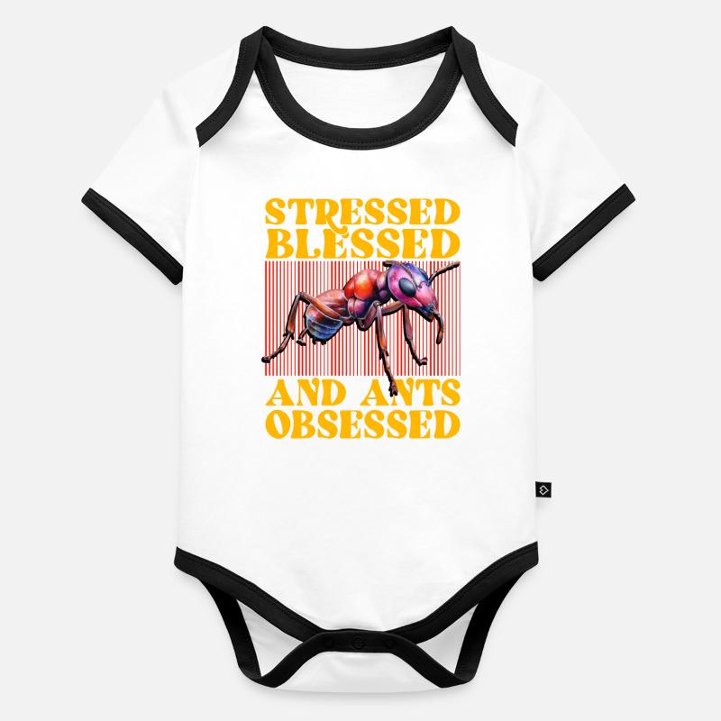 Stressed bless and Ants obsessed Organic Baby Contrasting Bodysuit