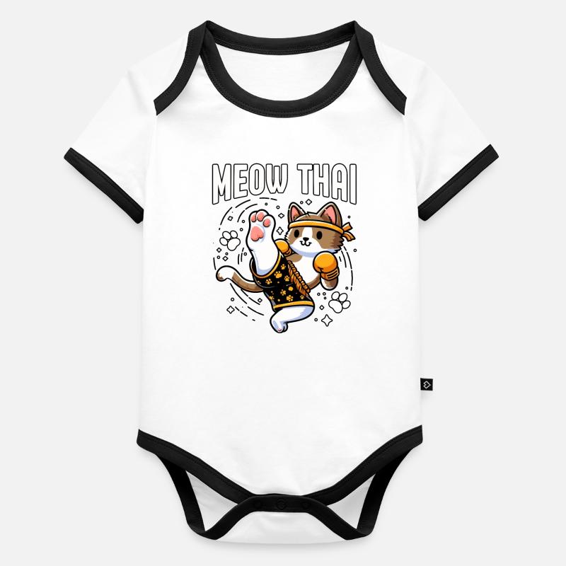 Miau Thai Katze Baby Bio-Kurzarm-Kontrastbody