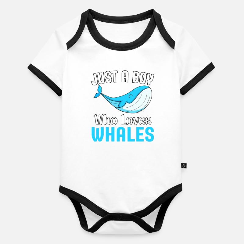 Nur ein Junge, der Wale liebt Baby Bio-Kurzarm-Kontrastbody