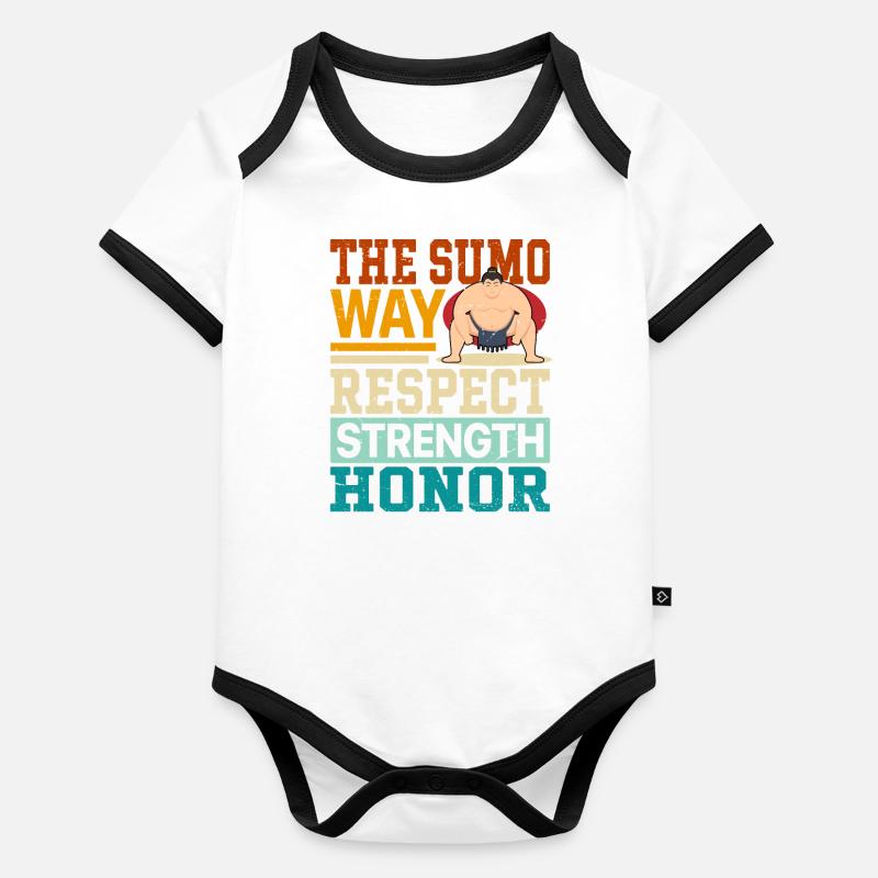 La voie du sumo : respect, force, honneur, Body Bébé bio contrasté manches courtes