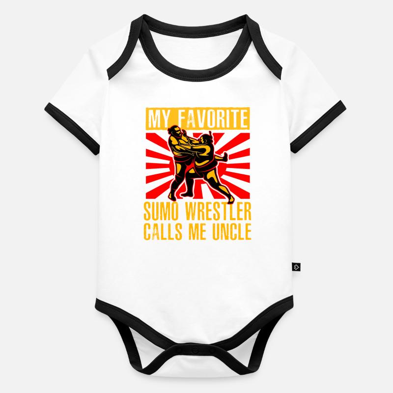 Mon lutteur de sumo préféré m’appelle oncle Body Bébé bio contrasté manches courtes