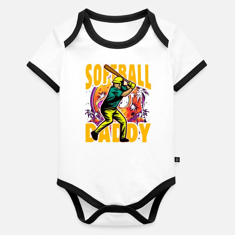Papa de softball Body Bébé bio contrasté manches courtes