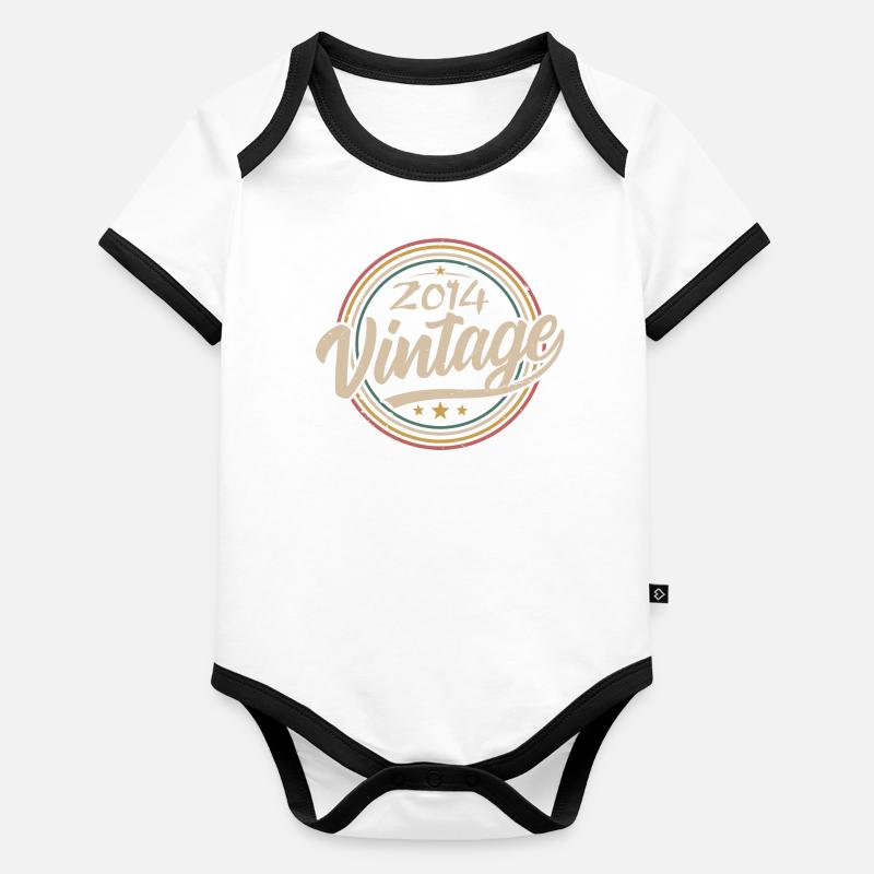 2014 Vintage 2014 Birthday Gift - Retro Style 2014 Body Bébé bio contrasté manches courtes