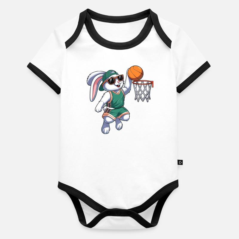 Korb Hase Ostern Baby Bio-Kurzarm-Kontrastbody