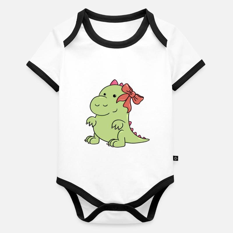 un petit dinosaure à Noël Body Bébé bio contrasté manches courtes