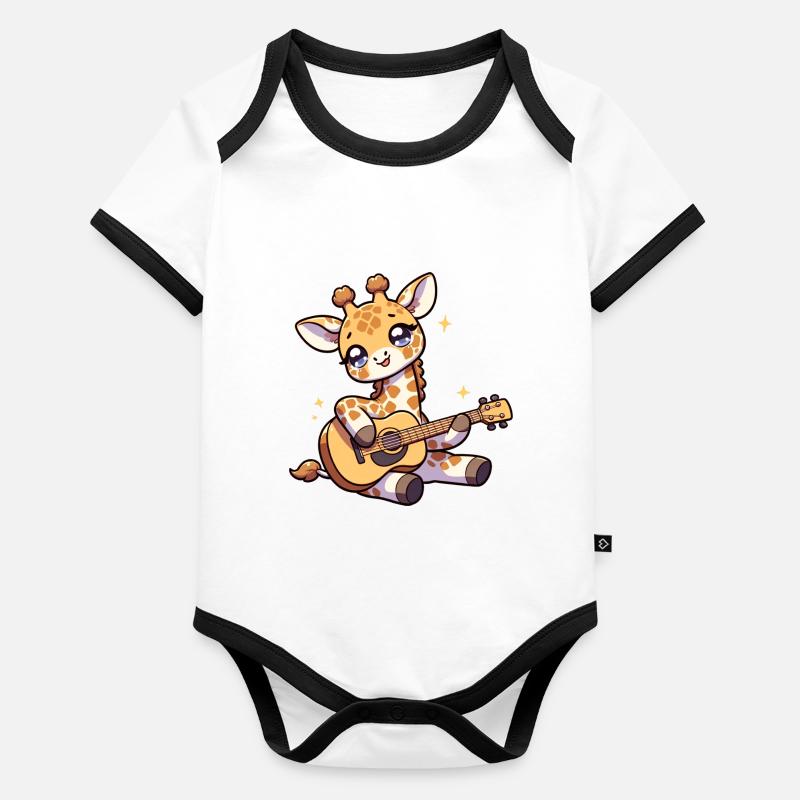 Giraffe Playing the guitar Giraffe Guitar Lullaby Organic Baby Contrasting Bodysuit