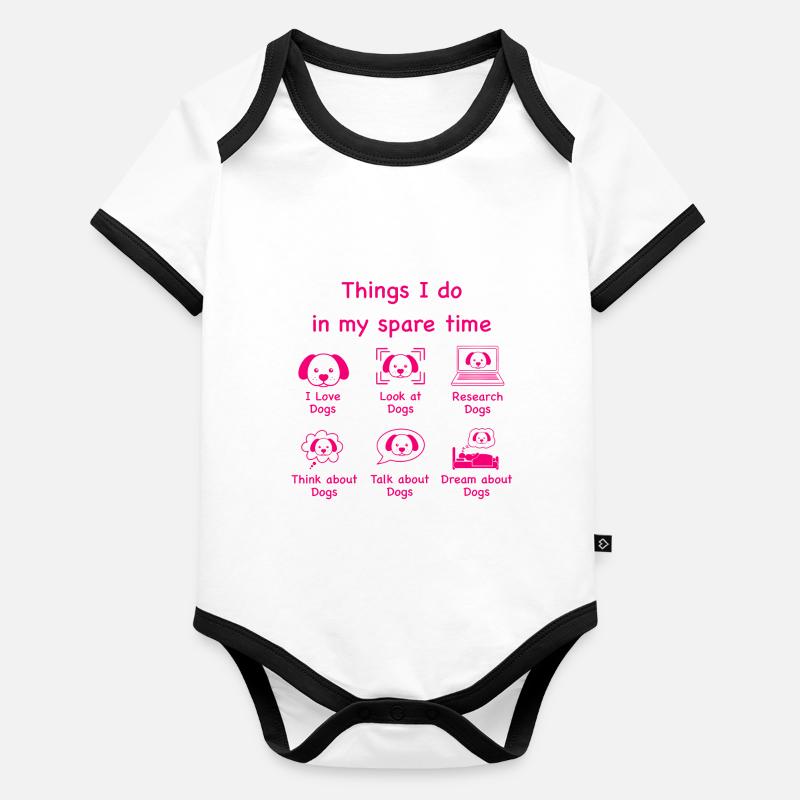Hundeliebhaber (pink) Baby Bio-Kurzarm-Kontrastbody