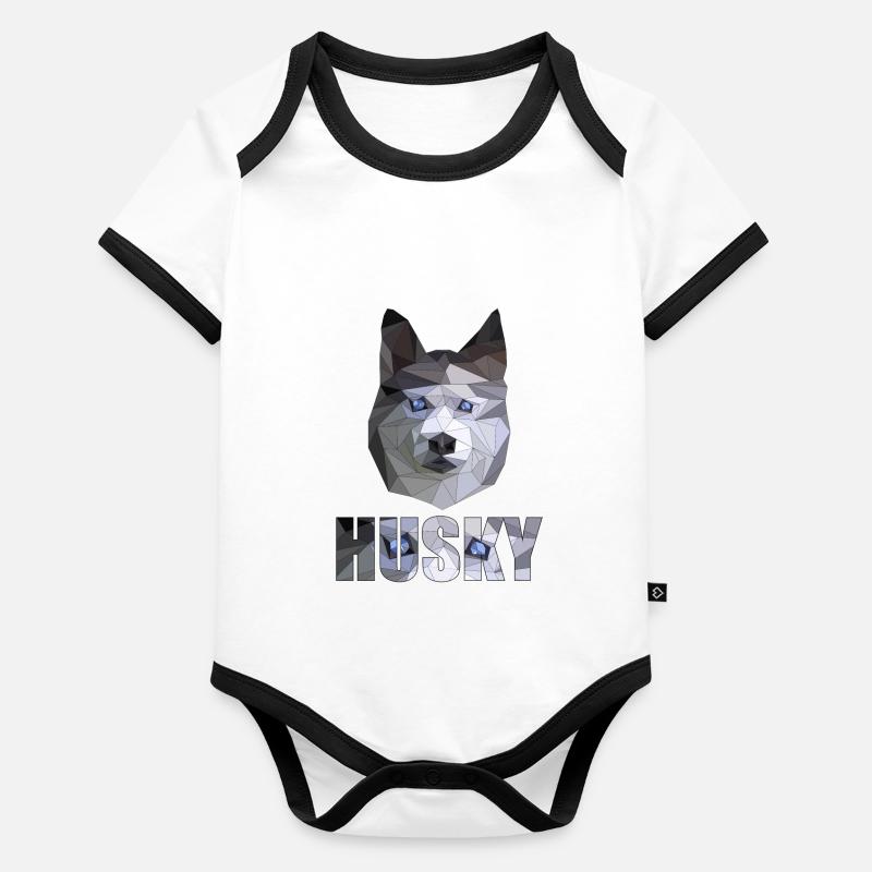 Husky Polygone Body Bébé bio contrasté manches courtes